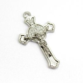 Crucifixo de Metal / 49x29mm - Cristo e São Bento (Unidade)