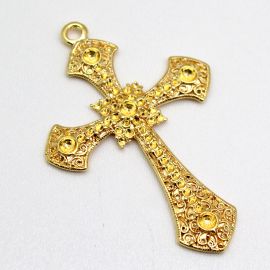 Crucifixo de Metal / Terço para Noiva - 80x53mm (Unidade)-Dourado