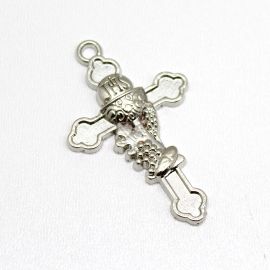 Crucifixo de Metal / 48x30mm - 1° Comunhão JHS (Unidade)-Níquel