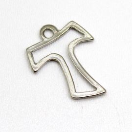 Crucifixo de Metal Níquel / 35x27mm - TAU (Unidade)