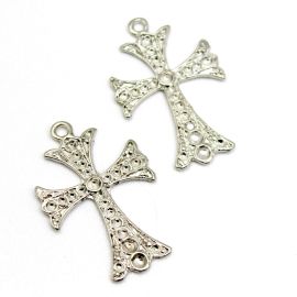 Crucifixo de Metal / Terço para Noiva - 49x32mm (Unidade)-Níquel