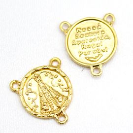 Salve Rainha de Metal / 20x19mm - N. Sra Aparecida (Unidade)-Dourado