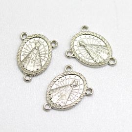 Salve Rainha de Metal / 19x15mm - N. Sra Aparecida (Unidade)-Níquel