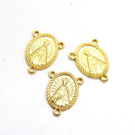 Salve Rainha de Metal / 19x15mm - N. Sra Aparecida (Unidade)-Dourado