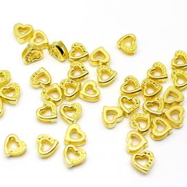 Entremeio de Plástico ABS / 12X13mm - Coração ( 10 Gramas) - Dourado