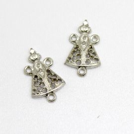 Salve Rainha de Metal / 25x15mm - N. Sra Aparecida (Unidade)-Níquel