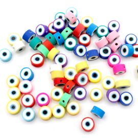 Entremeio de Fimo / 10mm - Olho Grego - Cores Sortidas (10 Unidades)