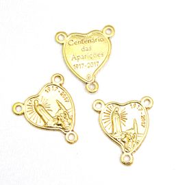 Salve Rainha de Metal / 20x18mm - N. Senhora de Fátima (Unidade)-Dourado