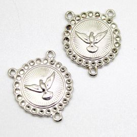 Salve Rainha de Metal / 29x25mm - Pomba (Unidade)