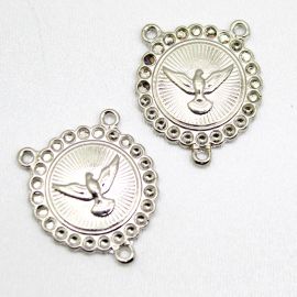 Salve Rainha de Metal / 29x25mm - Pomba (Unidade)-Níquel