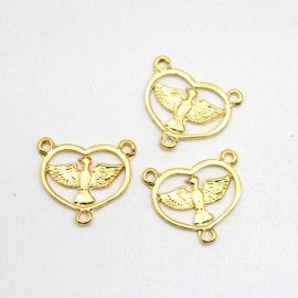 Salve Rainha de Metal / 19x20mm - Pomba (Unidade) -Dourado