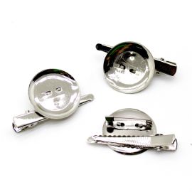 Base para Boton /  29x48mm - Bico de Pato - Níquel ( Unidade)