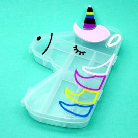 Caixa Organizadora / 16X9,5cm - Unicórnio - 9 Divisórias (unidade) - Transparente