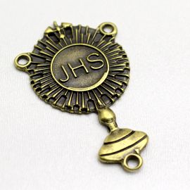 Salve Rainha de Metal / 56x34mm - 1° Eucaristia JHS (Unidade)-Ouro Velho