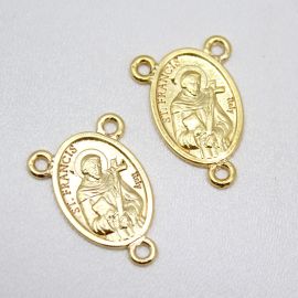 Salve Rainha de Metal / 26x18mm - São Francisco (Unidade)-Dourado