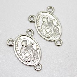 Salve Rainha de Metal / 26x18mm - São Francisco (Unidade)-Níquel