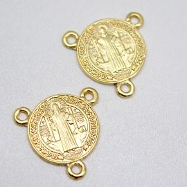 Salve Rainha de Metal / 23x19mm - São Bento (Unidade)-Dourado