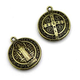 Medalha de Metal / 34mm - São Bento (Unidade) - Ouro Velho