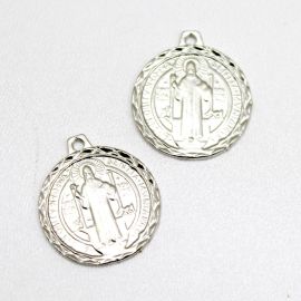 Medalha de Metal / 25x22mm - São Bento (Unidade) - Níquel