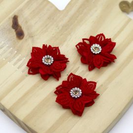 Flor de Tecido / 3,5cm - Miolo com Strass (unid.)