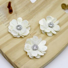 Flor de Tecido / 3,5cm - Miolo com Strass (unidade)