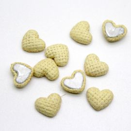Aplique de Rafia / 15x17mm - Coração (unidade) - Marfim