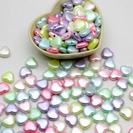 Mix Multicolorido Perolado / 11x12mm - Coração (10 gramas)