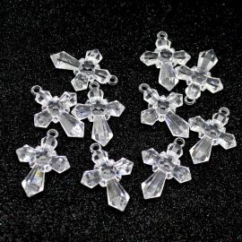 Crucifixo de Acrílico / 45x32mm - Transparente (10 gramas)
