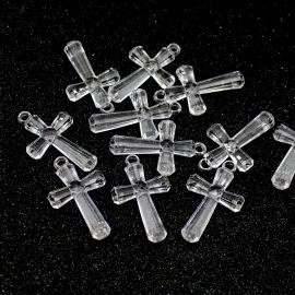 Crucifixo de Acrílico / 44x26mm - Transparente (10 gramas)