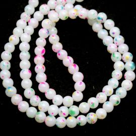 Bola de Vidro / 8mm - Pintada (1 Fio com aprox. 100 bolas) - Branca