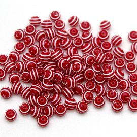 Conta Plástica Listrada / 8mm - (10 gramas) 