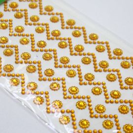 Aplique Adesivo / Flor - Strass  (1 CARTELA) - Amarelo