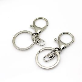 Fecho de Metal / 6,5cm - Mosquetão com Argola (UNIDADE)-Níquel