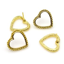 Pino de Metal / 17x18mm - Coração Vazado (1 par)