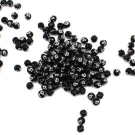 Bola Plástica / 6mm - Detalhe Cruz Prata (10 Gramas) - Preto