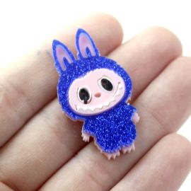 Aplique de Acrílico / 40x22mm - Labubu com Glitter (unidade) 