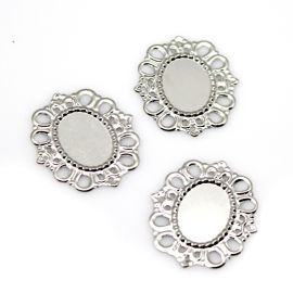 Base de Estamparia em Metal / 27X24mm - para Chaton Oval (unidade) - Níquel