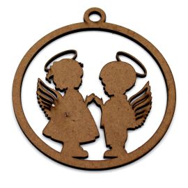 Peça de MDF / 11x10cm -(Grande) - Mandala - Casal de Anjinhos (UNIDADE)