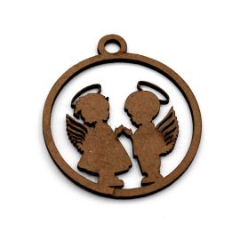 Peça de MDF / 8,6x7,5cm -(Médio) - Mandala - Casal de Anjinhos (UNIDADE)