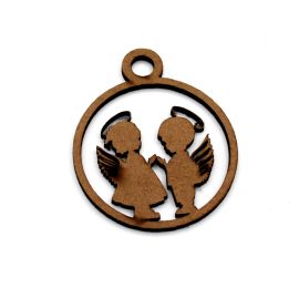 Peça de MDF / 6,8x5,5cm - (Pequena) - Mandala - Casal de Anjinhos (UNIDADE)