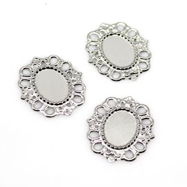 Base de Estamparia em Metal / 35x30mm - para Chaton Oval (unidade)-Níquel