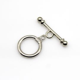 Fecho de Metal / Argola 18mm - Encaixe T (Par)-Níquel