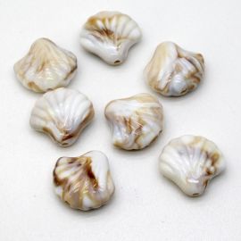 Conta de Plástico Mesclado / 30x32mm - Concha (14 gramas) - Bege