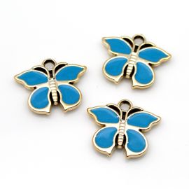 Pingente de ABS Resinado / 22X26mm - Borboleta - Dourado (unidade)