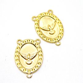 Salve Rainha de Metal / 34x23mm - Pomba da Paz (unidade) - Dourado