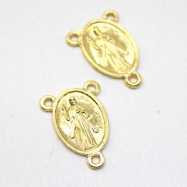 Salve Rainha de Metal / 26x18mm - Jesus Misericordioso (unidade) - Dourado