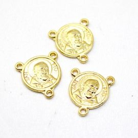 Salve Rainha de Metal / 18x17mm - Padre Pio (unidade) - Dourado