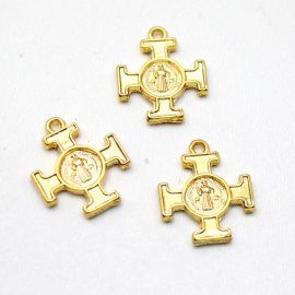 Medalha de Metal / 22x18mm - Cruz de São Bento (Unidade)-Dourado
