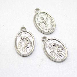 Medalha de Metal 24x15mm - Sagrada Família e Pomba (Unidade) - Níquel