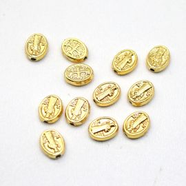 Entremeio de Metal / 10x8mm - Oval - São Bento (unidade) - Dourado 